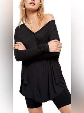 Stance Black V-Neck Long Sleeve Tunic Top